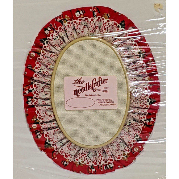 Needlecrafter Cross Stitch Hoop Lace Christmas Aida Cloth 8.5x7" Fabric Edge - Picture 1 of 4